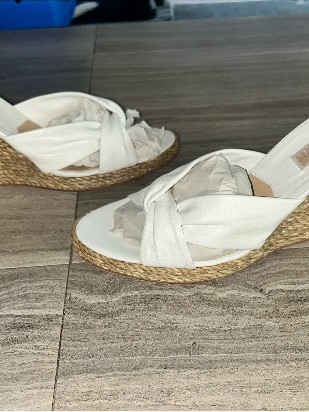 Michael Kors Cream Twisted-Strap Espadrille Wedge Sandals